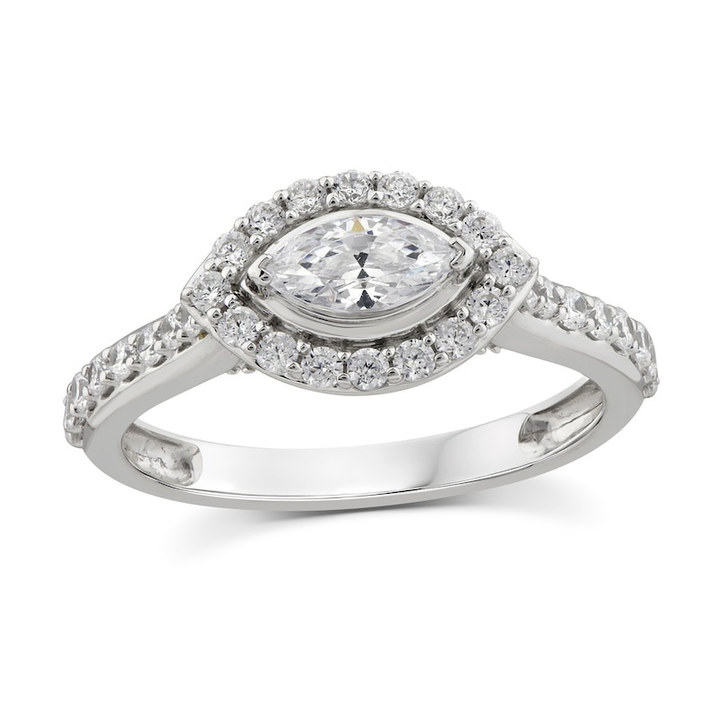 Main Image 1 of Sideways 1 CT. T.W. Marquise Diamond Frame Engagement Ring in 14K White Gold