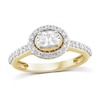 Thumbnail Image 1 of Sideways 1 CT. T.W. Oval Diamond Frame Engagement Ring in 14K Gold