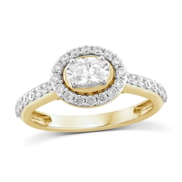 Sideways 1 CT. T.W. Oval Diamond Frame Engagement Ring in 14K Gold