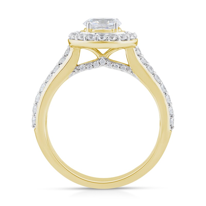 Main Image 3 of Sideways 1 CT. T.W. Oval Diamond Frame Engagement Ring in 14K Gold