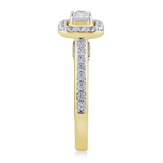 Sideways 1 CT. T.w. Emerald-Cut Diamond Frame Engagement Ring in 14K Gold