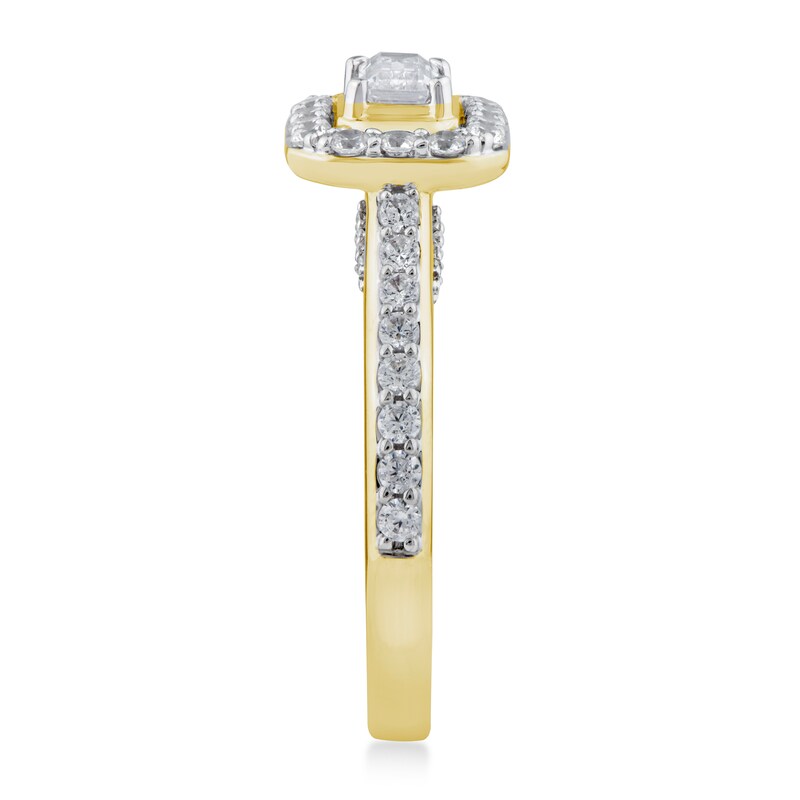 Main Image 2 of Sideways 1 CT. T.W. Emerald-Cut Diamond Frame Engagement Ring in 14K Gold