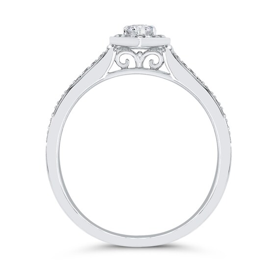 1/4 CT. T.w. Pear-Shaped Diamond Teardrop Frame Promise Ring in 10K White Gold