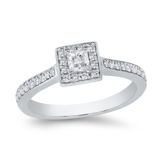 1/4 CT. T.w. Princess-Cut Diamond Square Frame Promise Ring in 10K White Gold
