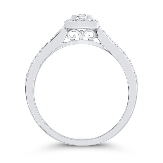 1/4 CT. T.w. Princess-Cut Diamond Square Frame Promise Ring in 10K White Gold