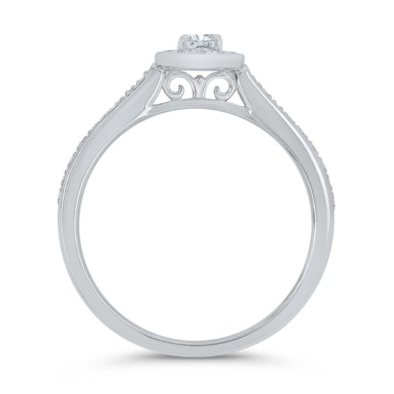 1/5 CT. T.w. Oval Diamond Frame Promise Ring in 10K White Gold