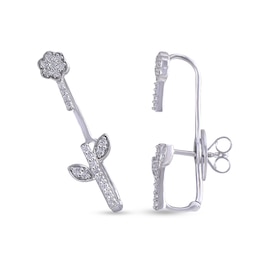 1/3 CT. T.W. Diamond Growing Flower Crawler Stud Earrings in 10K White Gold