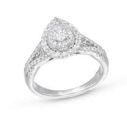 5/8 CT. T.W. Pear-Shaped Diamond Layered Twist Shank Engagement Ring in 10K White Gold