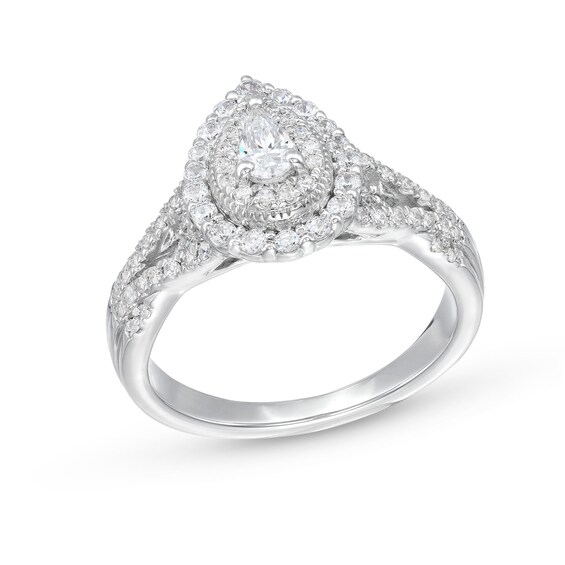 5/8 CT. T.w. Pear-Shaped Diamond Layered Twist Shank Engagement Ring in 10K White Gold