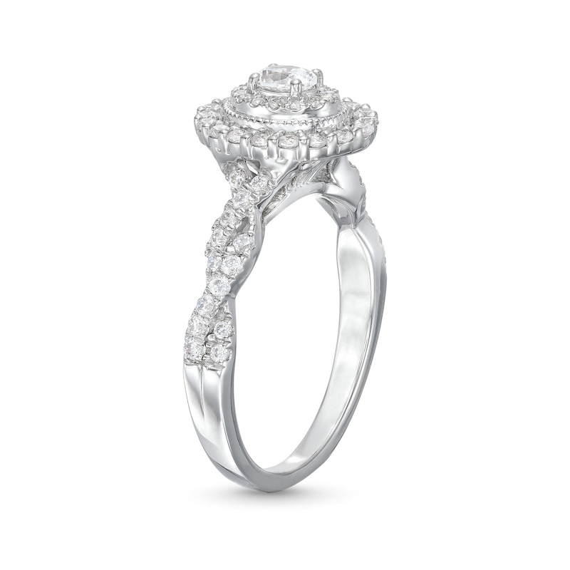 Main Image 3 of 5/8 CT. T.W. Oval Diamond Vintage-Style Frame Twist Shank Engagement Ring in 10K White Gold