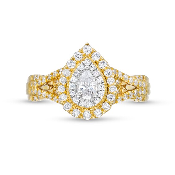5/8 CT. T.w. Pear-Shaped Diamond Layered Twist Split Shank Engagement Ring in 10K Gold