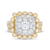 Thumbnail Image 4 of 2-3/4 CT. T.W. Cushion Multi-Diamond Bubble Frame Vintage-Style Bridal Set in 10K Gold