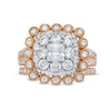 Thumbnail Image 4 of 2-3/4 CT. T.W. Cushion Multi-Diamond Bubble Frame Vintage-Style Bridal Set in 10K Rose Gold