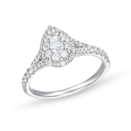 3/4 CT. T.W. Pear Multi-Diamond Split Shank Engagement Ring in 10K White Gold