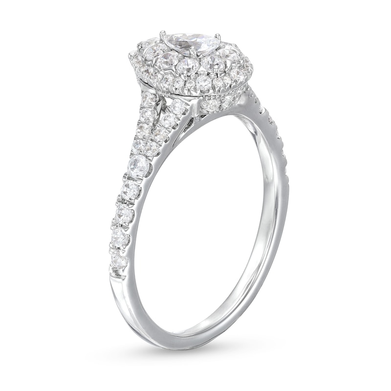 Main Image 3 of 3/4 CT. T.W. Pear Multi-Diamond Split Shank Engagement Ring in 10K White Gold