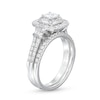 Thumbnail Image 3 of 1 CT. T.W. Princess-Cut Diamond Cushion Frame Double Row Bridal Set in 10K White Gold