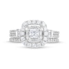 Thumbnail Image 4 of 1 CT. T.W. Princess-Cut Diamond Cushion Frame Double Row Bridal Set in 10K White Gold