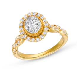5/8 CT. T.W. Oval Diamond Vintage-Style Frame Twist Shank Engagement Ring in 10K Gold