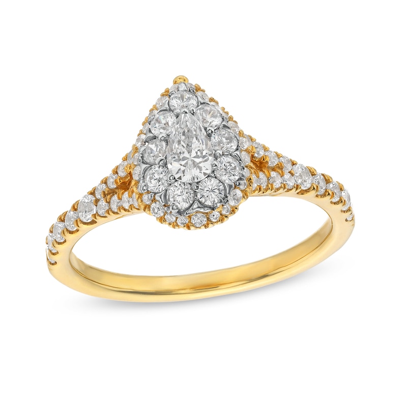 Main Image 1 of 3/4 CT. T.W. Pear Multi-Diamond Split Shank Engagement Ring in 10K Gold