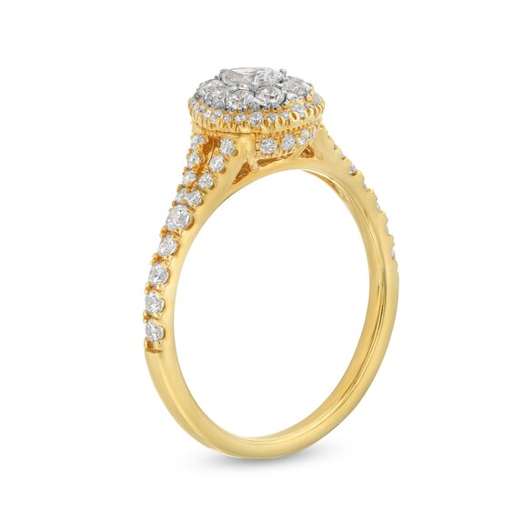 3/4 CT. T.w. Pear Multi-Diamond Split Shank Engagement Ring in 10K Gold