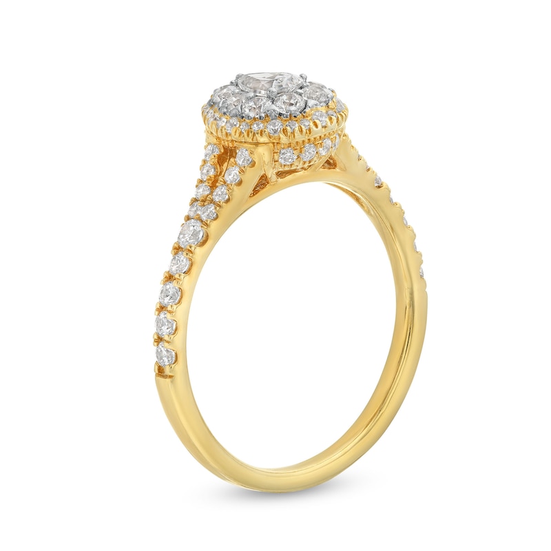 Main Image 3 of 3/4 CT. T.W. Pear Multi-Diamond Split Shank Engagement Ring in 10K Gold