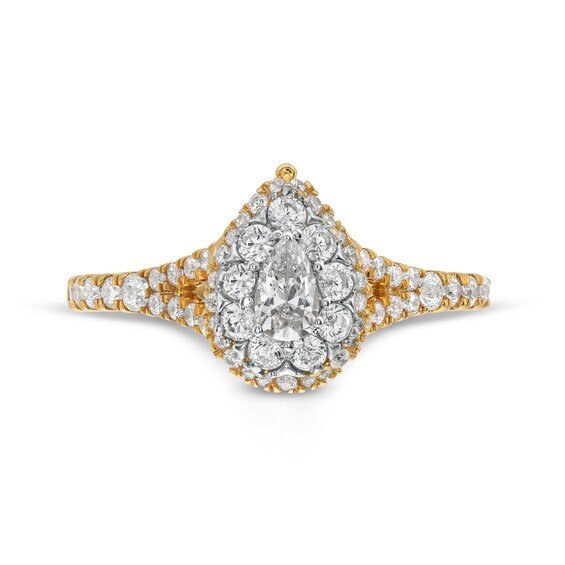 3/4 CT. T.w. Pear Multi-Diamond Split Shank Engagement Ring in 10K Gold