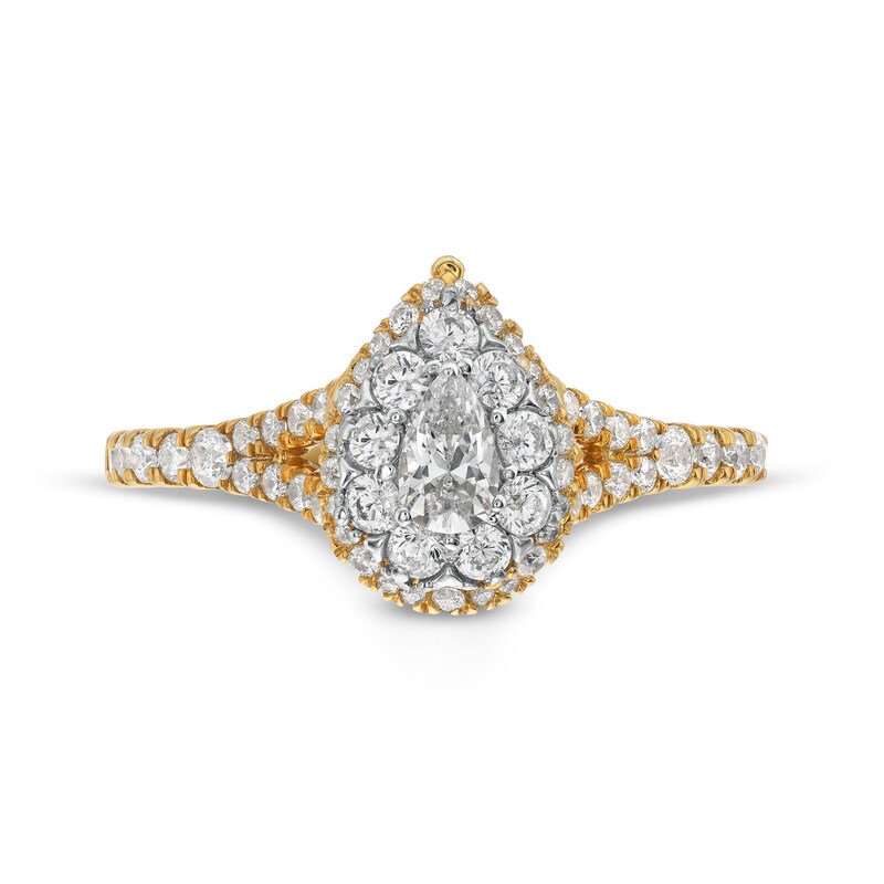 Main Image 4 of 3/4 CT. T.W. Pear Multi-Diamond Split Shank Engagement Ring in 10K Gold