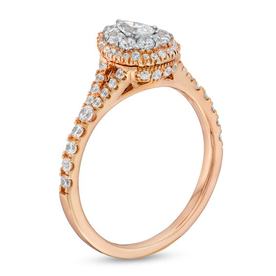 3/4 CT. T.w. Pear Multi-Diamond Split Shank Engagement Ring in 10K Rose Gold