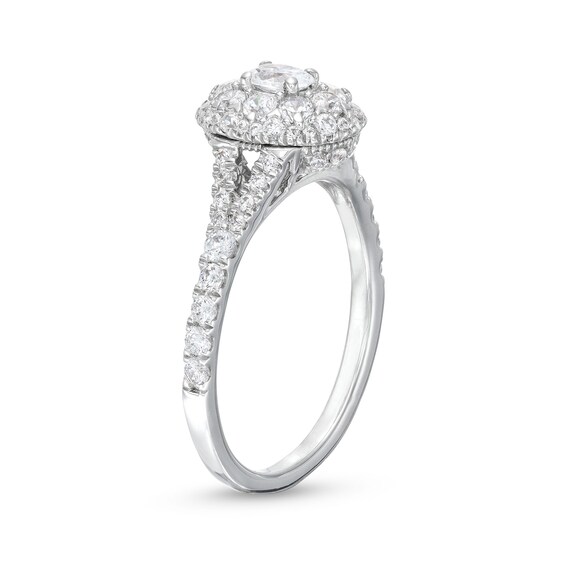 3/4 CT. T.w. Oval Multi-Diamond Split Shank Engagement Ring in 10K White Gold