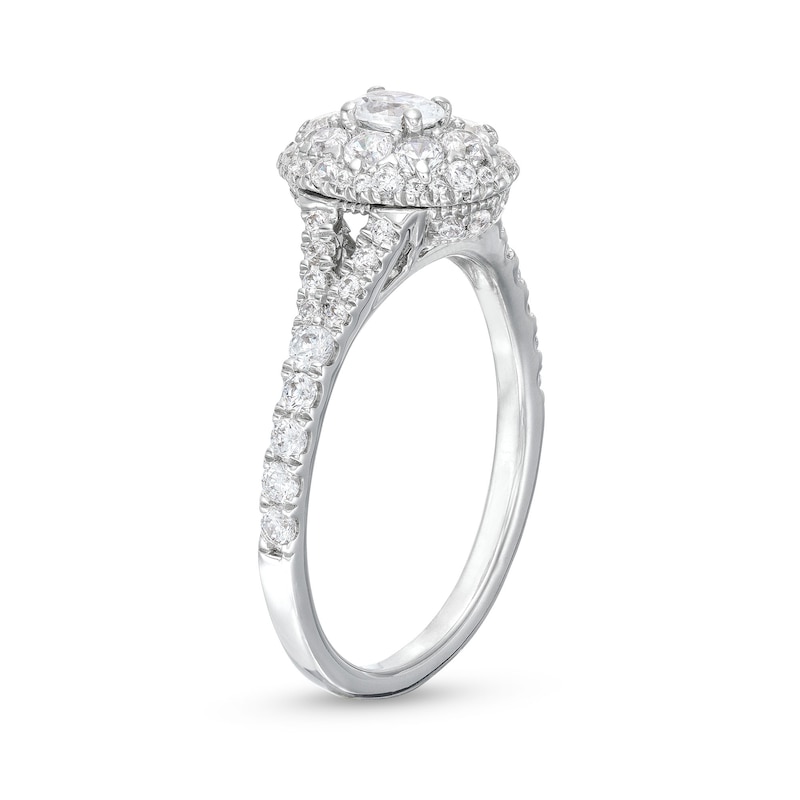 Main Image 3 of 3/4 CT. T.W. Oval Multi-Diamond Split Shank Engagement Ring in 10K White Gold