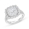 Thumbnail Image 1 of 2 CT. T.W. Cushion Multi-Diamond Bubble Frame Vintage-Style Engagement Ring in 10K White Gold