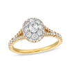 Thumbnail Image 1 of 3/4 CT. T.W. Oval Multi-Diamond Split Shank Engagement Ring in 10K Gold