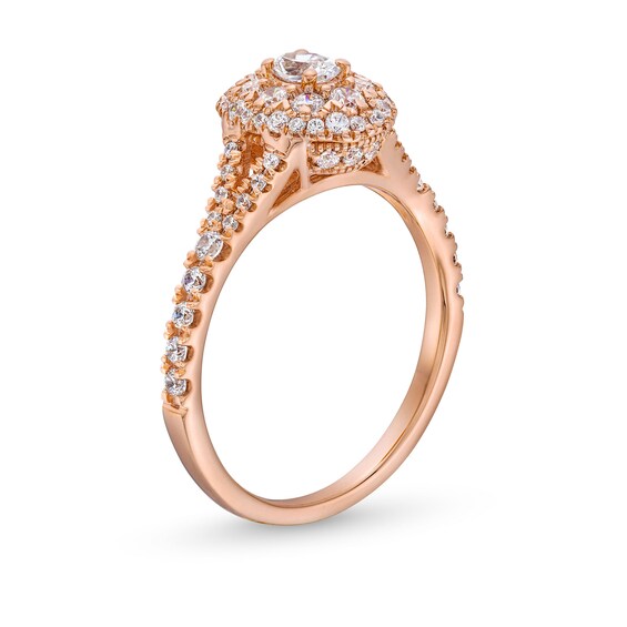 3/4 CT. T.w. Oval Multi-Diamond Split Shank Engagement Ring in 10K Rose Gold