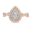 Thumbnail Image 4 of 3/4 CT. T.W. Pear-Shaped Diamond Double Frame Twist Shank Engagement Ring in 10K Rose Gold