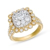 Thumbnail Image 1 of 2 CT. T.W. Cushion Multi-Diamond Bubble Frame Vintage-Style Engagement Ring in 10K Gold
