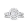 Thumbnail Image 4 of 1 CT. T.W. Oval Diamond Double Row Bridal Set in 10K White Gold