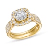 Thumbnail Image 1 of 1 CT. T.W. Princess-Cut Diamond Cushion Frame Double Row Bridal Set in 10K Gold