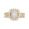 Thumbnail Image 4 of 1 CT. T.W. Princess-Cut Diamond Cushion Frame Double Row Bridal Set in 10K Gold