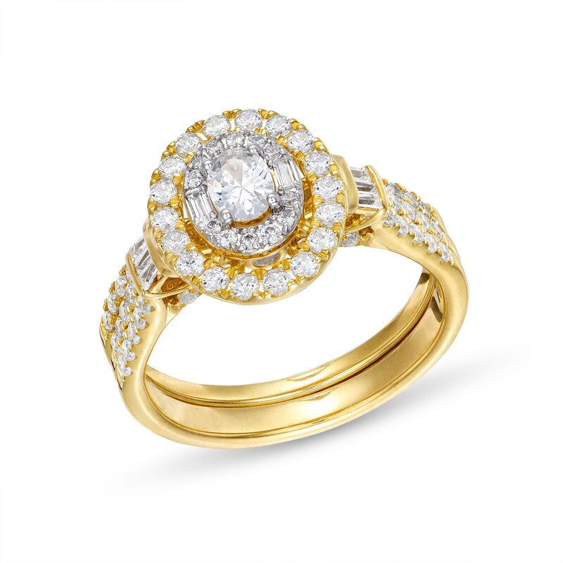 Main Image 1 of 1 CT. T.W. Oval Diamond Double Row Bridal Set in 10K Gold