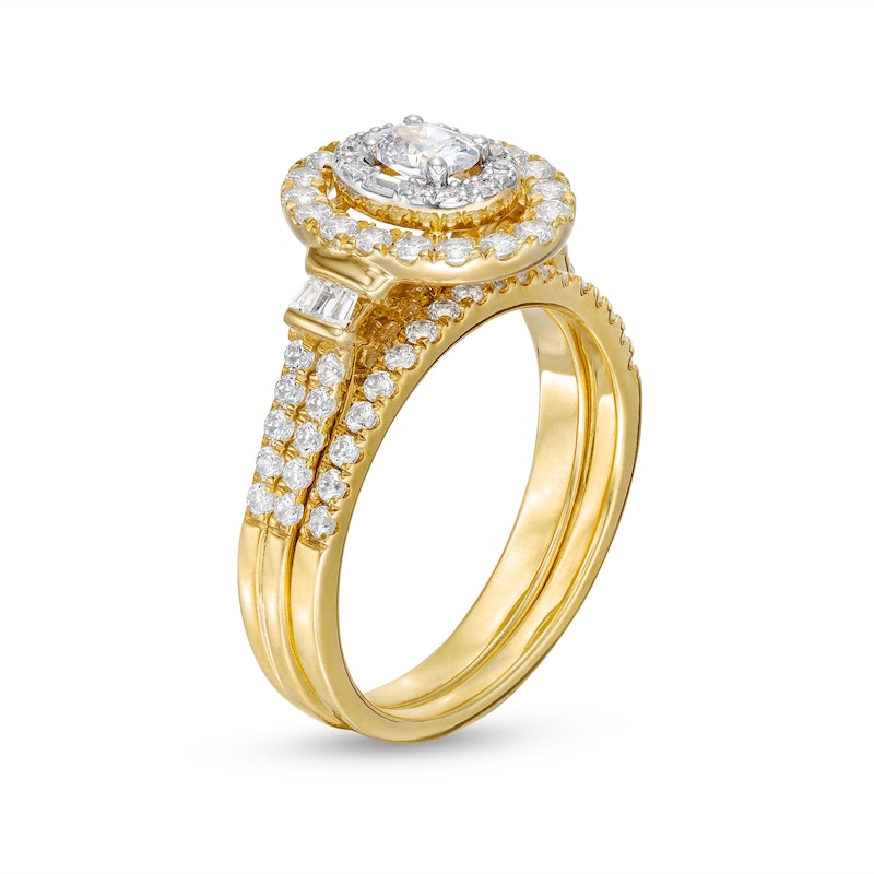Main Image 3 of 1 CT. T.W. Oval Diamond Double Row Bridal Set in 10K Gold