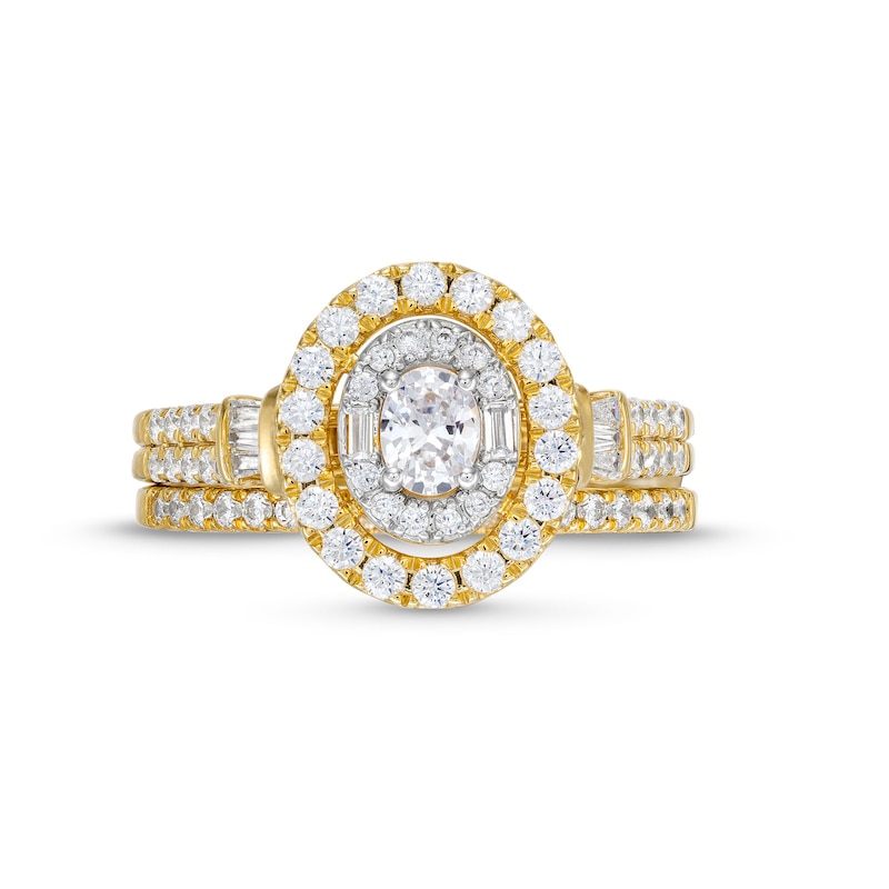Main Image 4 of 1 CT. T.W. Oval Diamond Double Row Bridal Set in 10K Gold