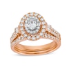 Thumbnail Image 1 of 1 CT. T.W. Oval Diamond Double Row Bridal Set in 10K Rose Gold