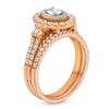 Thumbnail Image 3 of 1 CT. T.W. Oval Diamond Double Row Bridal Set in 10K Rose Gold