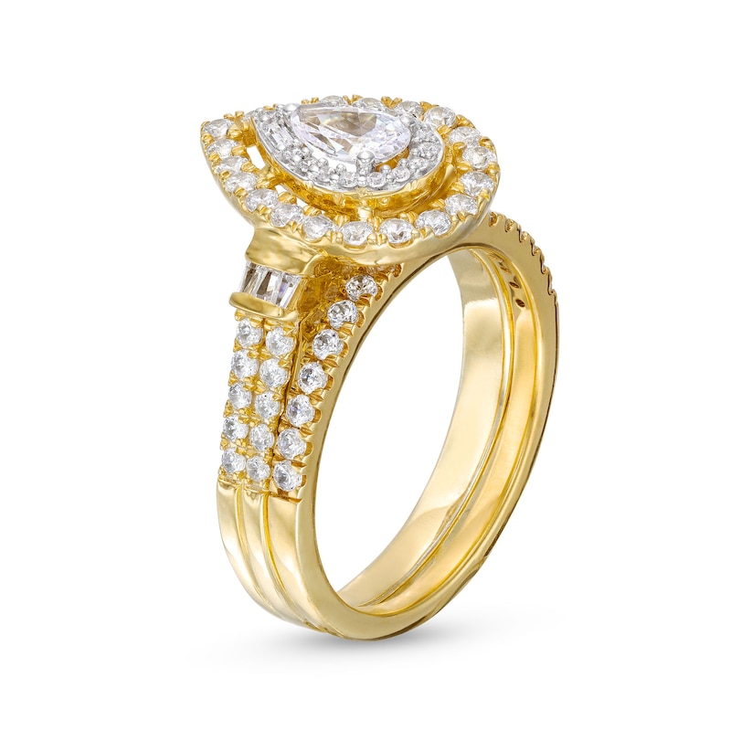 Main Image 3 of 1 CT. T.W. Pear-Shaped Diamond Double Row Bridal Set in 10K Gold