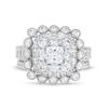 Thumbnail Image 4 of 2-3/4 CT. T.W. Cushion Multi-Diamond Bubble Frame Vintage-Style Bridal Set in 10K White Gold
