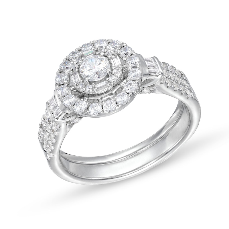 Main Image 1 of 1 CT. T.W. Diamond Double Row Bridal Set in 10K White Gold