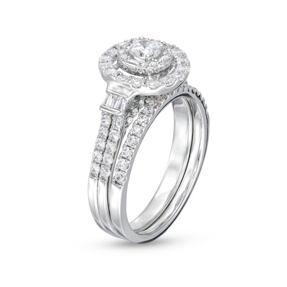 1 CT. T.w. Diamond Double Row Bridal Set in 10K White Gold
