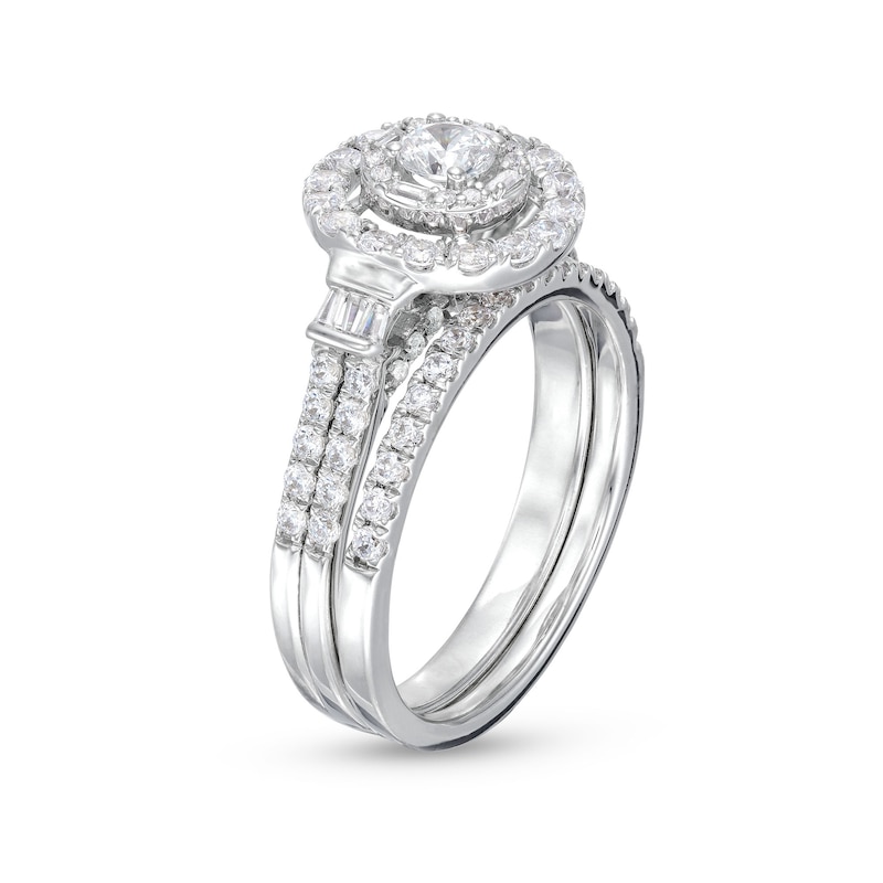 Main Image 3 of 1 CT. T.W. Diamond Double Row Bridal Set in 10K White Gold