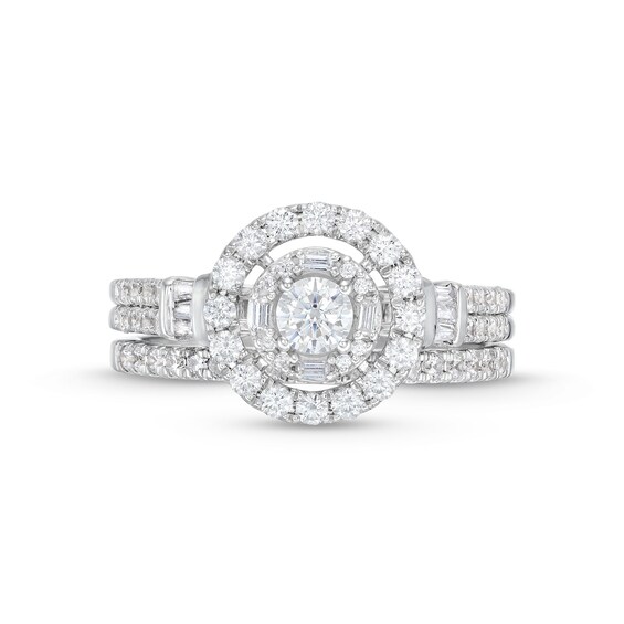 1 CT. T.w. Diamond Double Row Bridal Set in 10K White Gold
