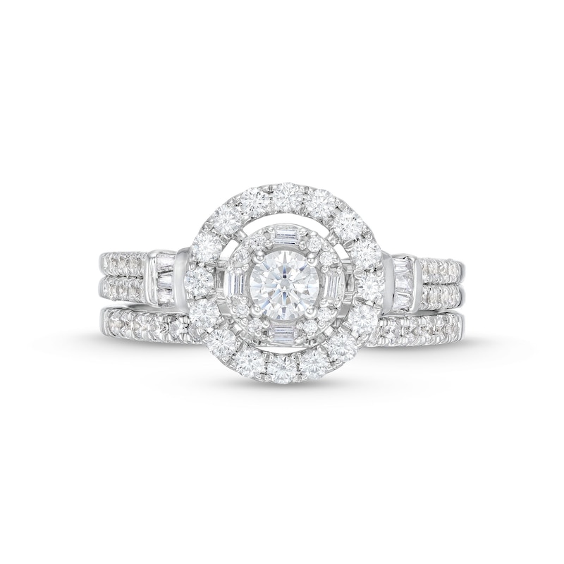Main Image 4 of 1 CT. T.W. Diamond Double Row Bridal Set in 10K White Gold